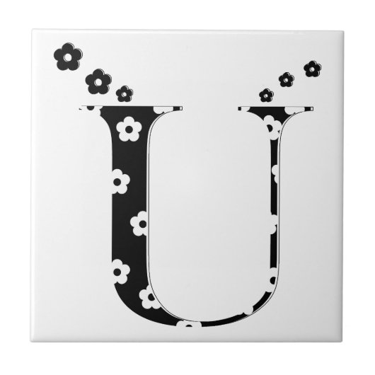 flower Patterned Letter U Tile Fliese (Vorderseite)