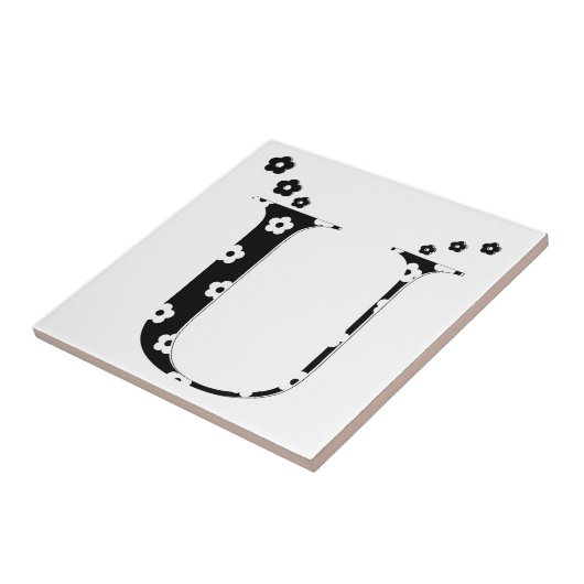 flower Patterned Letter U Tile Fliese (Seite)