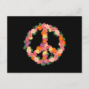 Flower Peace Sign 1970er Art 70er Party Hippie Postkarte