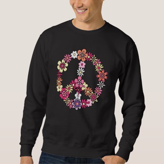 Flower Peace Sign Vintage Hippie Sweatshirt (Vorderseite)