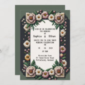 Flower Pixel Art Wedding Einladung (Vorne/Hinten)