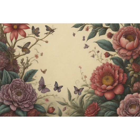 Flower Poem Postcard 6 Gewebeschneidung Seidenpapier