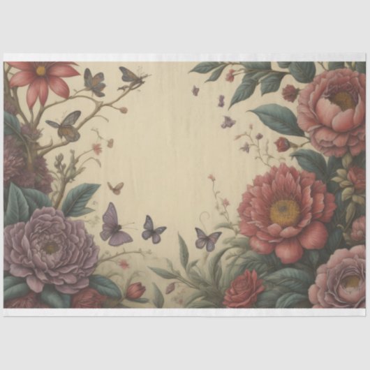 Flower Poem Postcard 6 Gewebeschneidung Seidenpapier (Vorderseite)