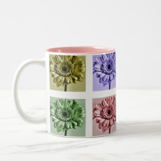 Flower Pop Art Pattern Personalised Zweifarbige Tasse (Links)