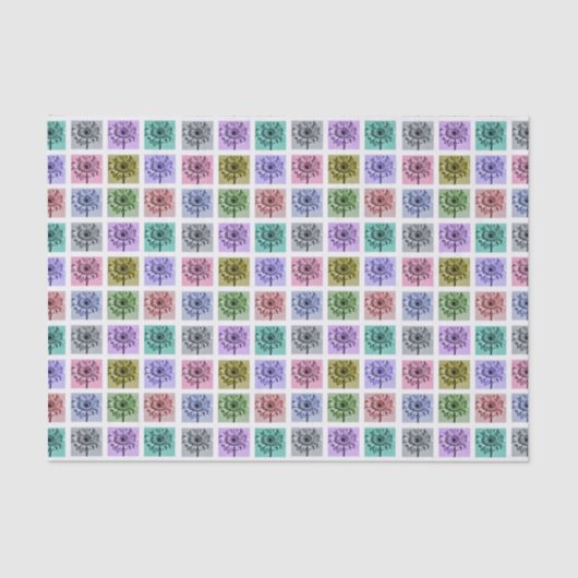 Flower Pop Art Squares Seidenpapier (Vorderseite)