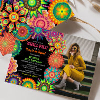 Flower Power 70er Jahre Farbige Foto-Geburtstagsfe