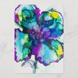 Flower Power Alkohol-Tinte Fette Hochzeitseinladun Einladung