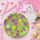 Flower Power Bright Green Pappteller (Party)