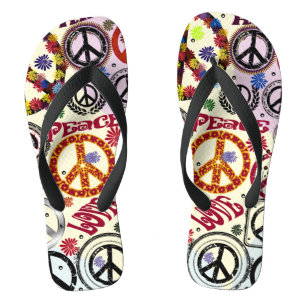 Flower Power Frieden & Liebe Hippie Badesandalen