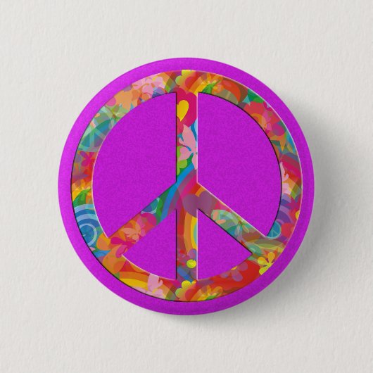 Flower Power Frieden | rosa Spritzer Button (Vorderseite)