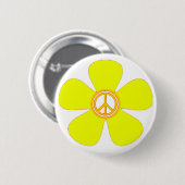 Flower Power Friedenszeichen Button (Vorne & Hinten)