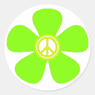 Flower Power Friedenszeichen Runder Aufkleber