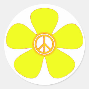 Flower Power Friedenszeichen Runder Aufkleber