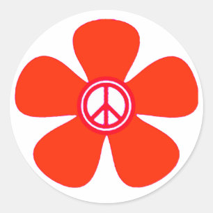 Flower Power Friedenszeichen Runder Aufkleber