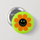 Flower Power Frohes Gesicht Button (Vorne & Hinten)