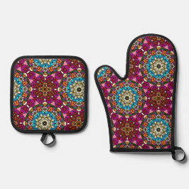 Flower Power Groovy Garden Ofenhandschuh & Topflappen-Set