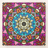 Flower Power Groovy Garten Glasuntersetzer (Vorderseite)