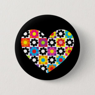 Flower Power Herz Button