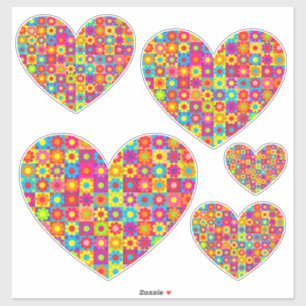 Flower Power Herzen Aufkleber