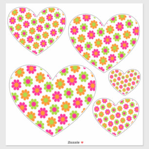 Flower Power Herzen Aufkleber