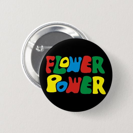 Flower Power Hippie Button (Vorne & Hinten)