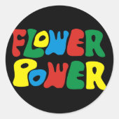 Flower Power Hippie Runder Aufkleber (Vorderseite)