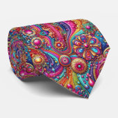 Flower Power Hippie Schlips Krawatte (Gerollt)