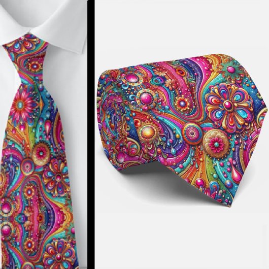 Flower Power Hippie Schlips Krawatte