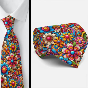 Flower Power Hippie-Schlips Krawatte