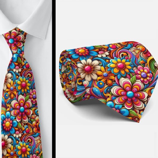 Flower Power Hippie-Schlips Krawatte