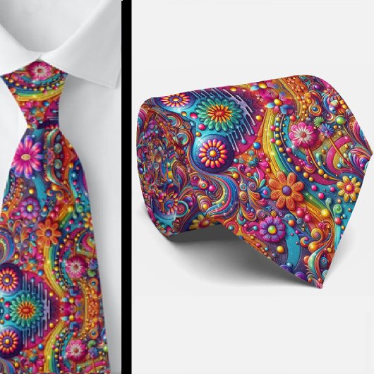 Flower Power Hippie Schlips Krawatte