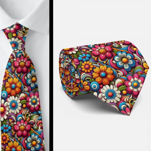Flower Power Hippie Schlips Krawatte