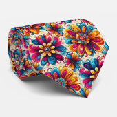Flower Power Hippy Schlips Krawatte (Gerollt)