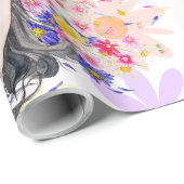 Flower-Power-Mädchen-Power Geschenkpapier (Rolleneckpunkt)