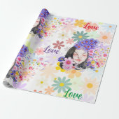 Flower-Power-Mädchen-Power Geschenkpapier (Ungerollt)