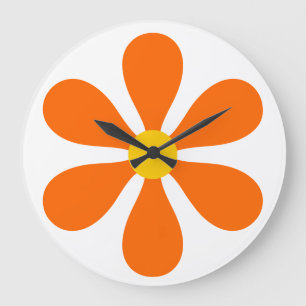 Flower Power - orange Große Wanduhr