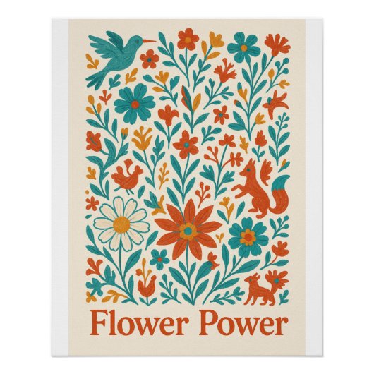Flower Power Otomi Volkskunst Poster (Vorderseite)