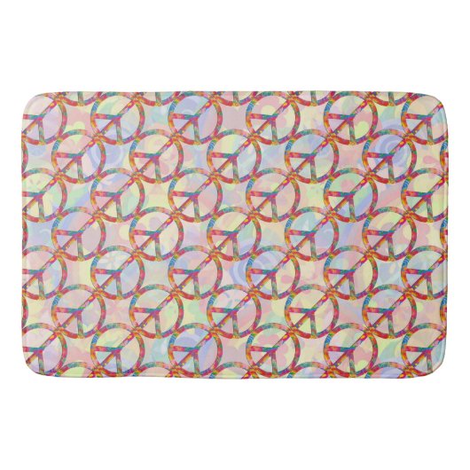 Flower Power Peace Sign I + your backgr & ideas Badematte (Vorderseite)
