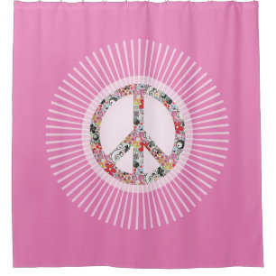 Flower Power Peace Sign I + your backgr & ideas Duschvorhang