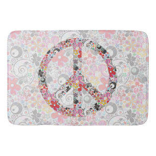 Flower Power Peace Sign II + your backgr & ideas Badematte