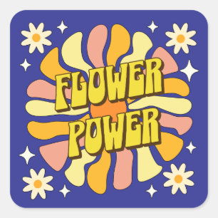 Flower Power Quadratischer Aufkleber
