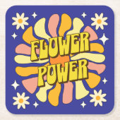 Flower Power Rechteckiger Pappuntersetzer (Vorderseite)