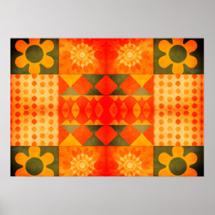 Flower Power Retro 1970er Jahre Design und Farben Poster