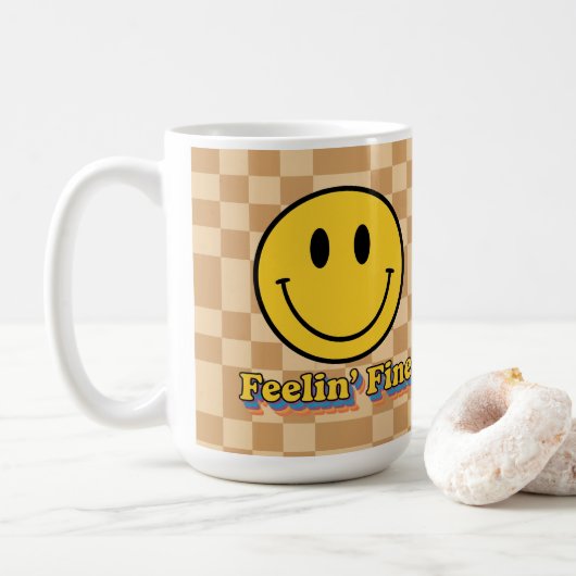 Flower Power Retro Gänseblümchen Sonnenblume Tasse (Mit Donut)