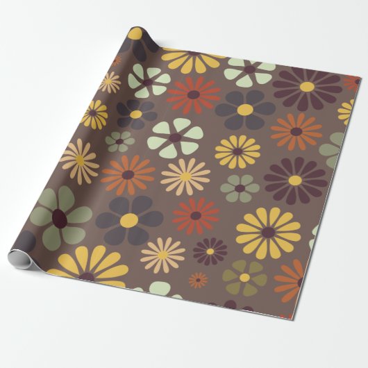 Flower Power Retro Hippie Blumen Geschenkpapier (Ungerollt)