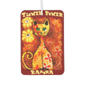 Flower Power Retro Whimsical Cat Personalized Autolufterfrischer (Vorderseite)