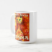 Flower Power Retro Whimsical Cat Personalized Kaffeetasse (Vorderseite Links)