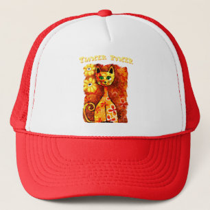 Flower Power Retro Whimsical Katze Personalisiert Truckerkappe