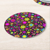 Flower Power Runder Pappuntersetzer (Angewinkelt)
