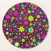 Flower Power Runder Pappuntersetzer (Vorderseite)